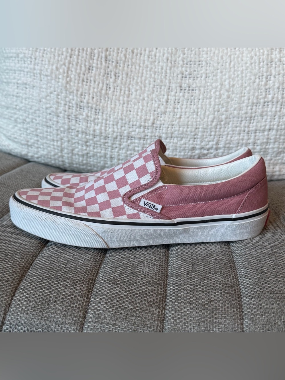 Vans Women’s Slip-On Checkerboard Pink and White - Picture 3 of 7